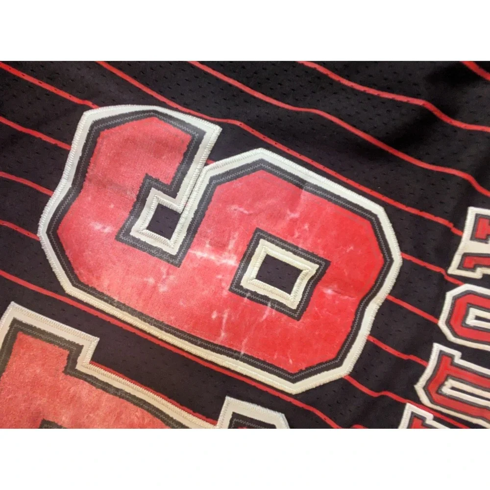 Dennis Rodman #91 Chicago Bulls Adidas NBA Basketball Pinstripe Jersey Large +2